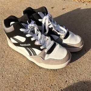 Reebok Black, White & Gray Mid-Top Sneakers